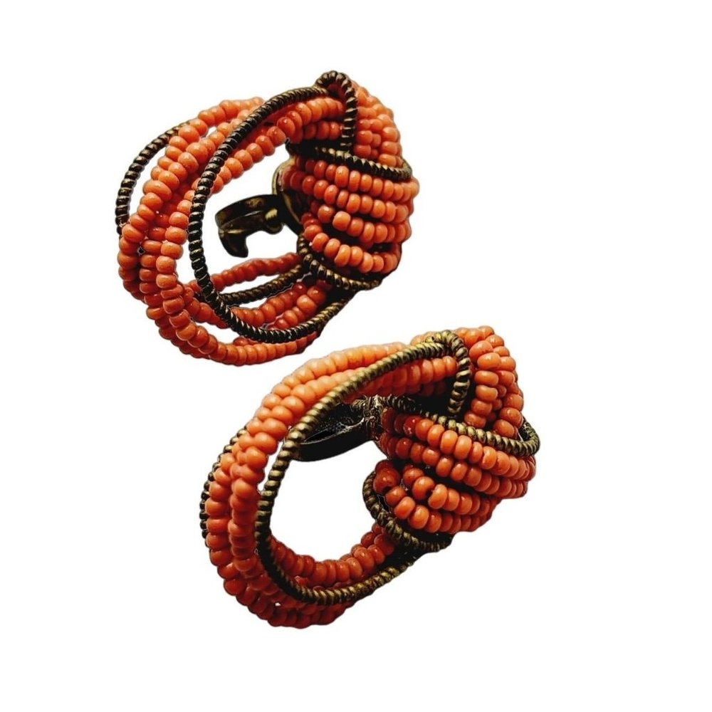 Vintage Coral Glass & Wire Early Earrings (A953)
